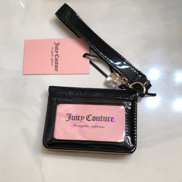 Juicy Couture Liquorice Faux Patent Leather Open Heart Card Case Key Fob NWT - Picture 11 of 16